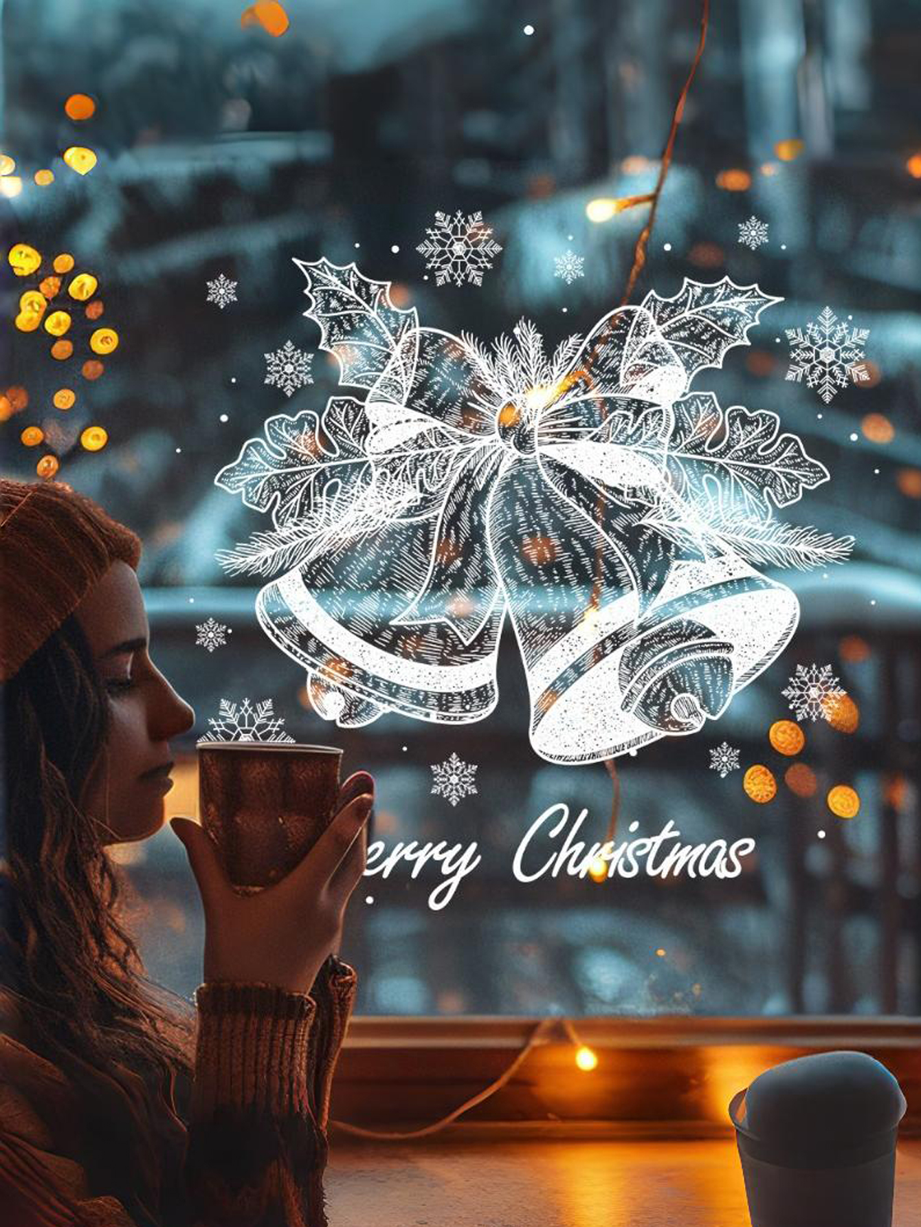 Merry Christmas Bell Window Stickers